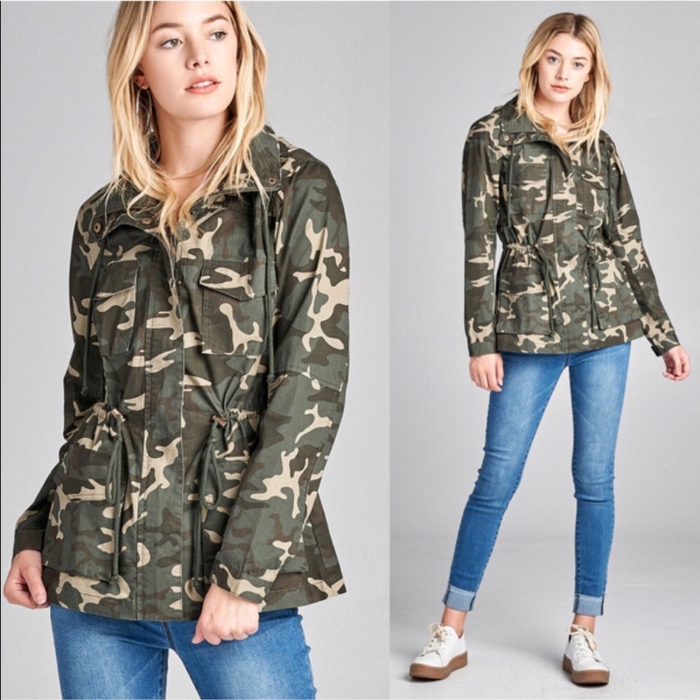 LAST 1✨ camouflage print utility jacket green tan - Picture 2 of 4